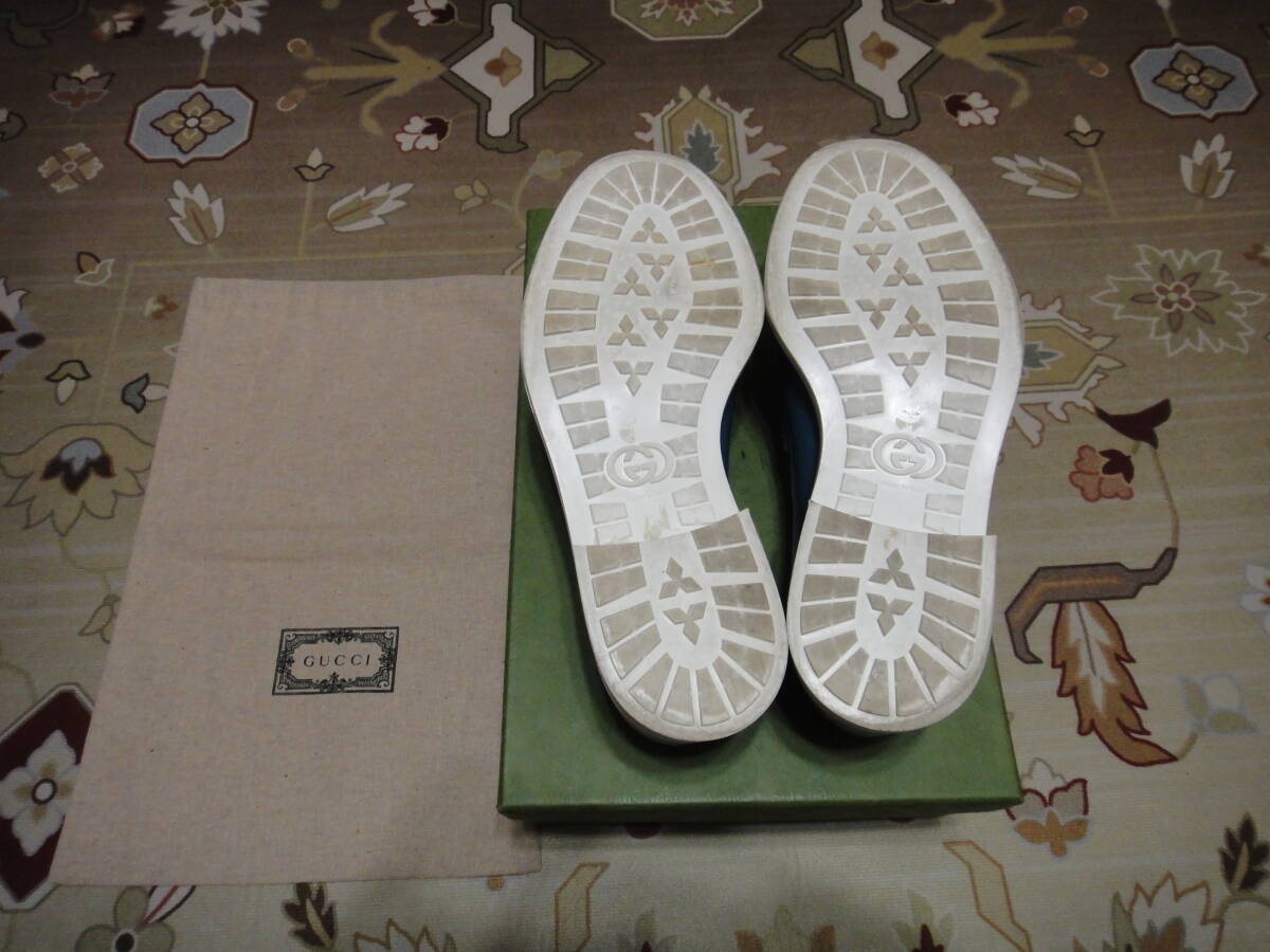 GUCCI グッチ ビットローファー レインシューズ ラバー 綺麗なターコイズブルー / ホワイト 防水 雨や雪の日に最適_画像5