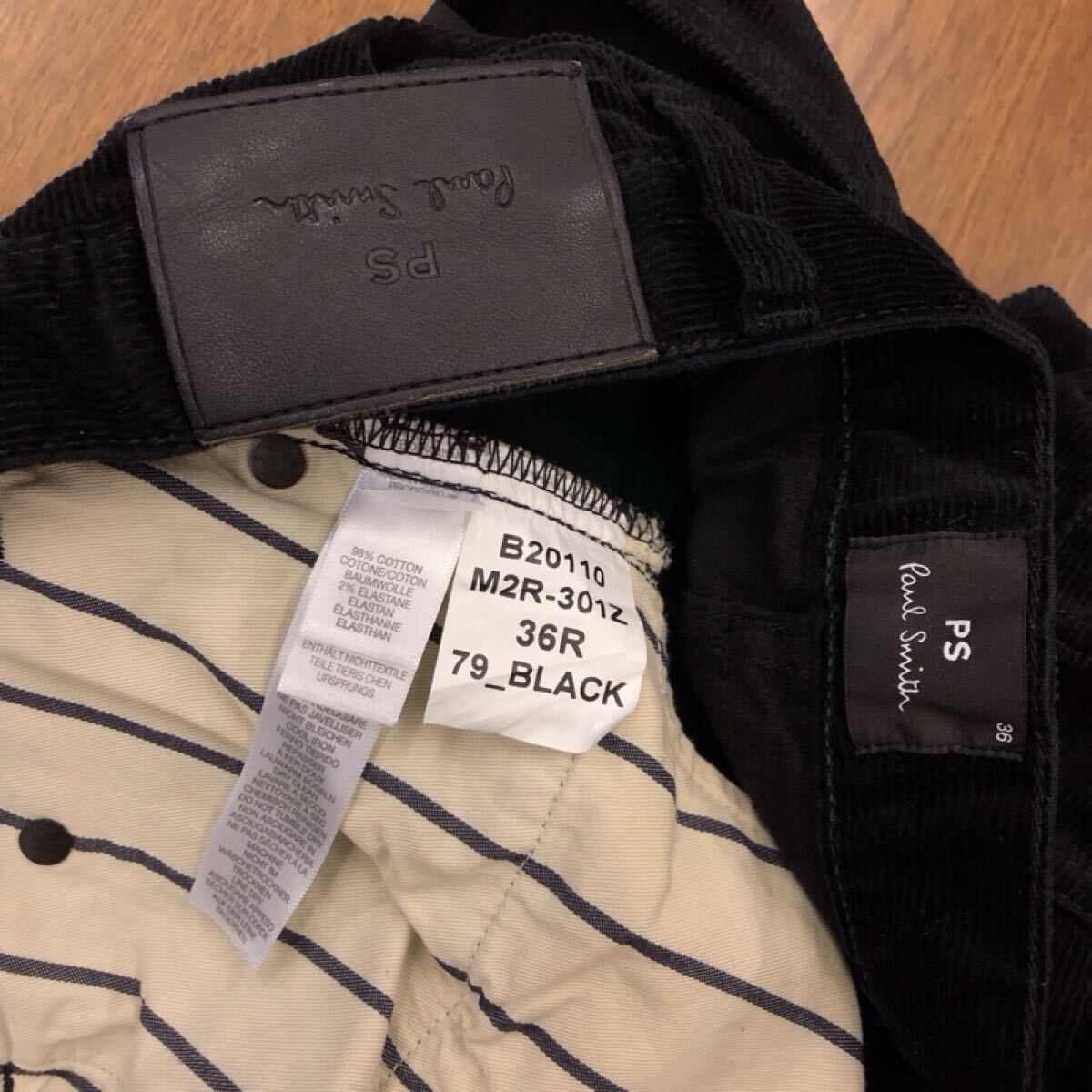 【GK190】PS Paul Smith 36R コーデュロイパンツ ブラック 黒色 ストレッチ生地 ブランド古着 PSポールスミス 送料無料_画像6