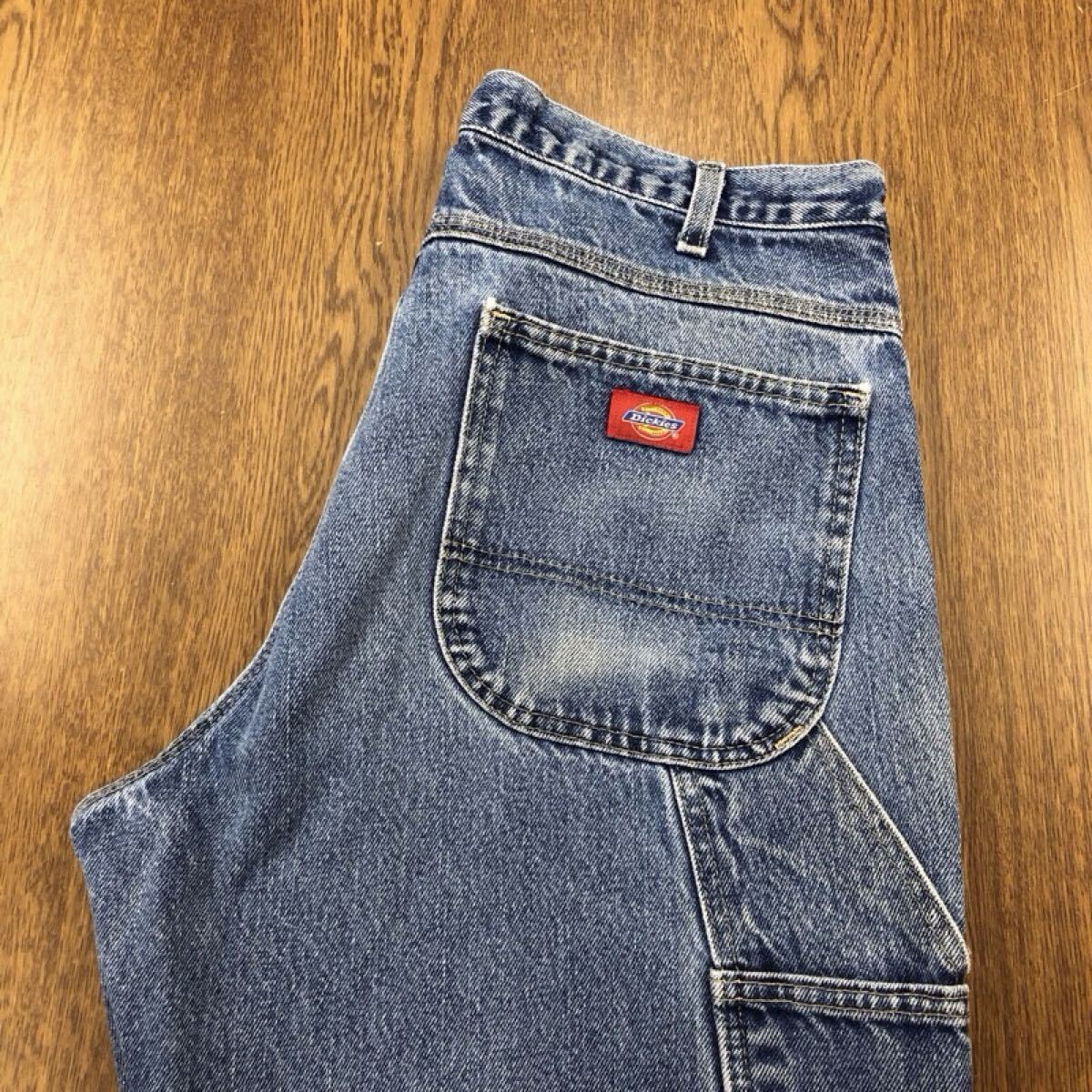 【GK256】Dickies W36 L30 デニムペインターパンツ ワークパンツ メンズブランド古着 ディッキーズ 送料無料_画像1
