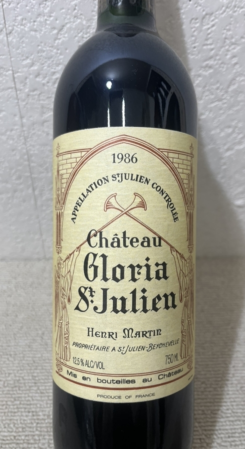◇未開栓保管品　 Chateau Gloria　St.Juien シャトー グロリア 1986　 サン ジュリアン　HENRI　MARTIN　７５０ｍｌ　909◇_画像2