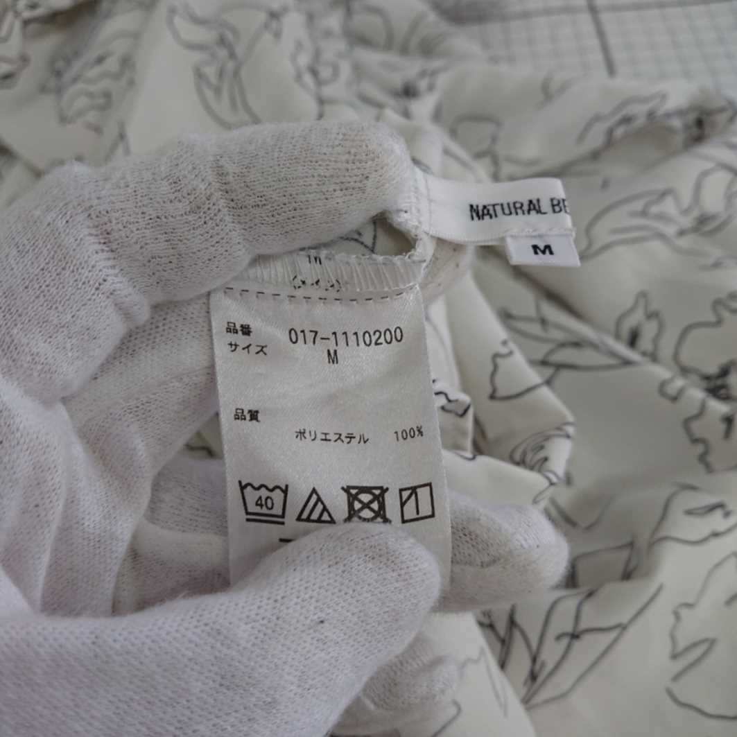 ◇ Θ NATURAL BEAUTY BASIC フラワー プリント 長袖 ブラウス サイズM オフホワイト系 レディース E_画像7