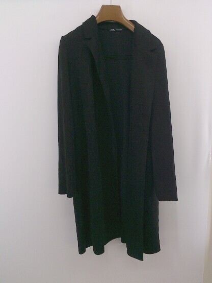 ◇ ZARA ザラ スウェード調 長袖 ロング ジャケット コート サイズEUR S USA S MEX 26 ブラック レディース P_画像1