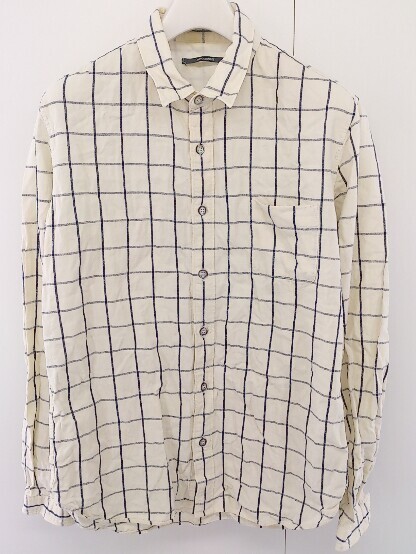 ◇ ◎ AMERICAN RAG CIE アメリカンラグシー チェック 長袖 シャツ サイズ 1 ベージュ ネイビー メンズ_画像1