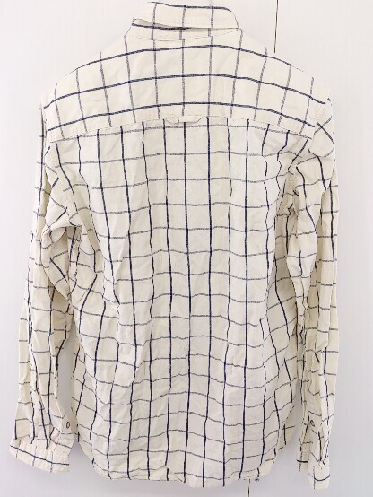 ◇ ◎ AMERICAN RAG CIE アメリカンラグシー チェック 長袖 シャツ サイズ 1 ベージュ ネイビー メンズ_画像3