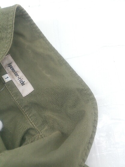 ◇ Apuweiser-riche アプワイザー リッシェ ビジュー付 七分袖 ミリタリー ジャケット サイズ1 カーキ レディース P_画像4