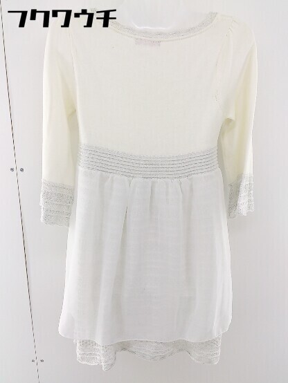 ◇ Apuweiser riche アプワイザー リッシェ 七分袖 ニット チュニック サイズ2 アイボリー系 シルバー系 レディース_画像2