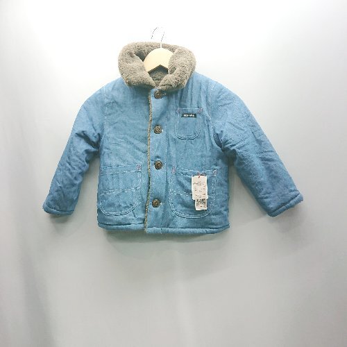 ◇ ⊇◎●未使用● petit main リバーシブル ボア キッズ 長袖 ブルゾン サイズ110 ブラウン ブルー 女の子 男の子 E_画像1