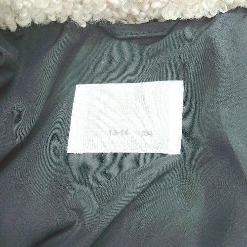 ◇ ⊇ ZARA ザラ モコモコ生地 長袖 ボアジャケット サイズ13～14 ベージュ ブラック系 メンズ E_画像3