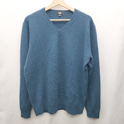 * ⊇ UNIQLO Uniqlo длинный рукав вязаный размер XL оттенок голубого мужской E