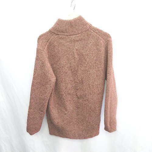* ⊇ UNIQLO Uniqlo шерсть смешивание с высоким воротником половина Zip длинный рукав вязаный размер S Brown мужской E