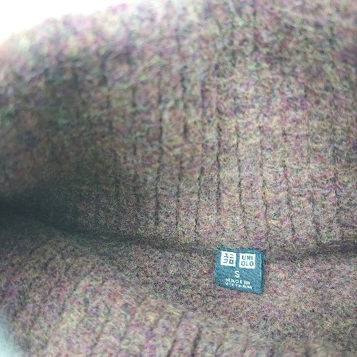 * ⊇ UNIQLO Uniqlo шерсть смешивание с высоким воротником половина Zip длинный рукав вязаный размер S Brown мужской E