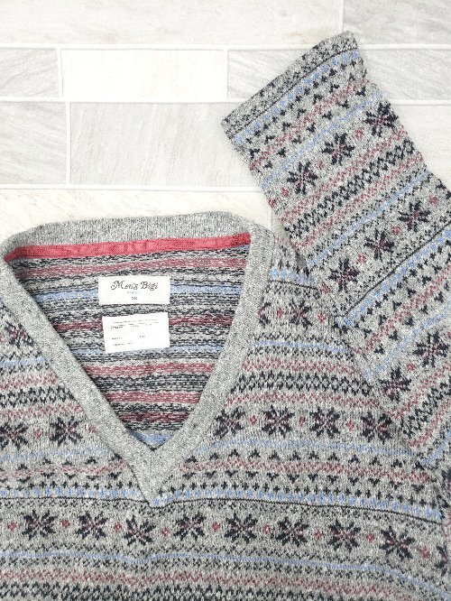 ◇ MEN'S BIGI メンズビギ 総柄 薄手 長袖 ニット サイズ02 グレー系 メンズ P_画像5