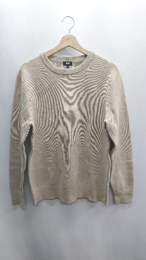 * ⊇ UNIQLO Uniqlo длинный рукав вязаный свитер размер L бежевый мужской E