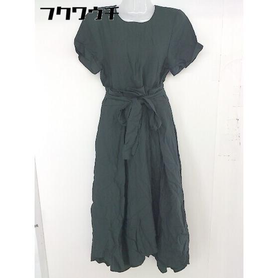 ◇ KBF アーバンリサーチ バックジップ 半袖 ロング ワンピース サイズONE グリーン レディース_画像2