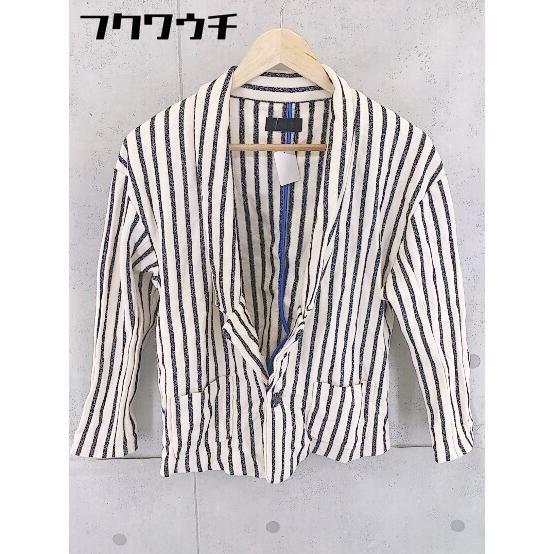 ◇ And A アンドエー ストライプ ラメ 長袖 ジャケット サイズ38 アイボリー ブラック レディース_画像1