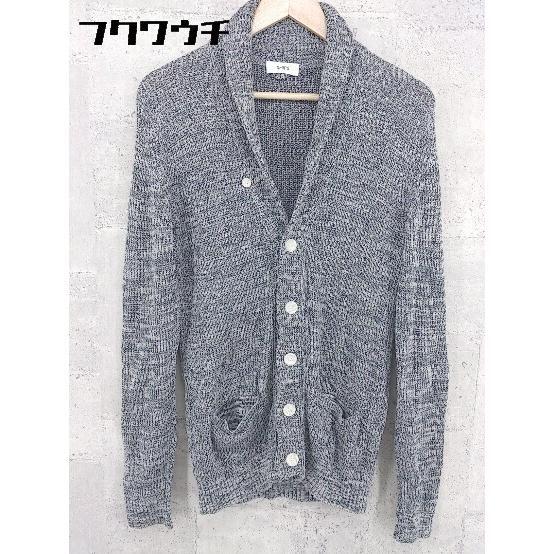 ◇ SHIPS シップス コットン ニット 長袖 ショールカラーカーディガン サイズM グレー レディース_画像1