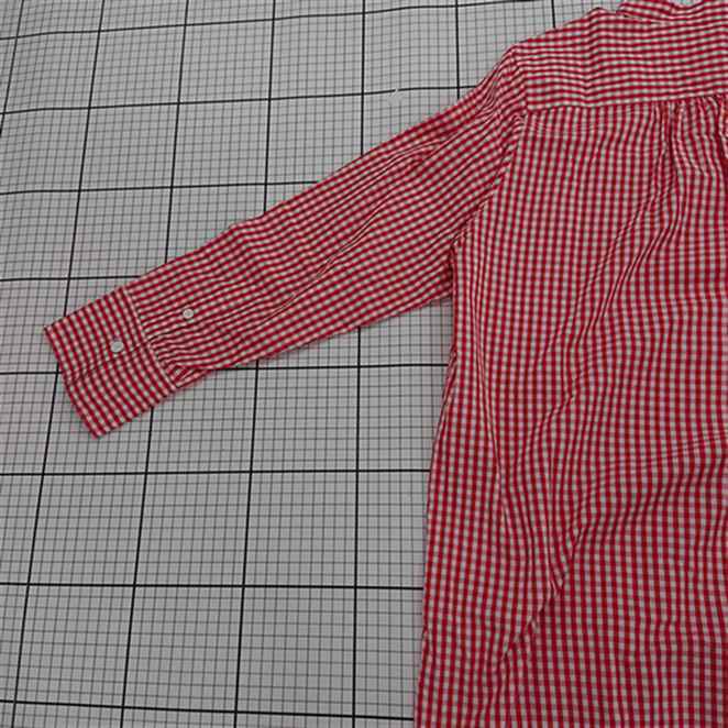 ◇ Θ CHILD WOMAN チャイルドウーマン ギンガムチェック 長袖 チュニックシャツ サイズF レッド系ホワイト系 レディース E_画像8