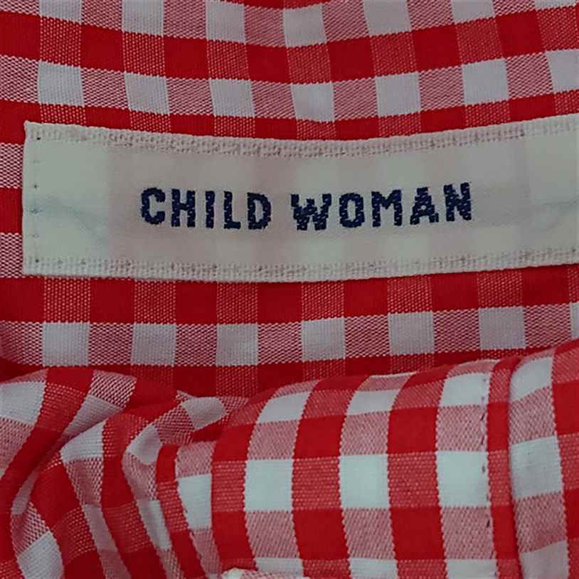 ◇ Θ CHILD WOMAN チャイルドウーマン ギンガムチェック 長袖 チュニックシャツ サイズF レッド系ホワイト系 レディース E_画像3