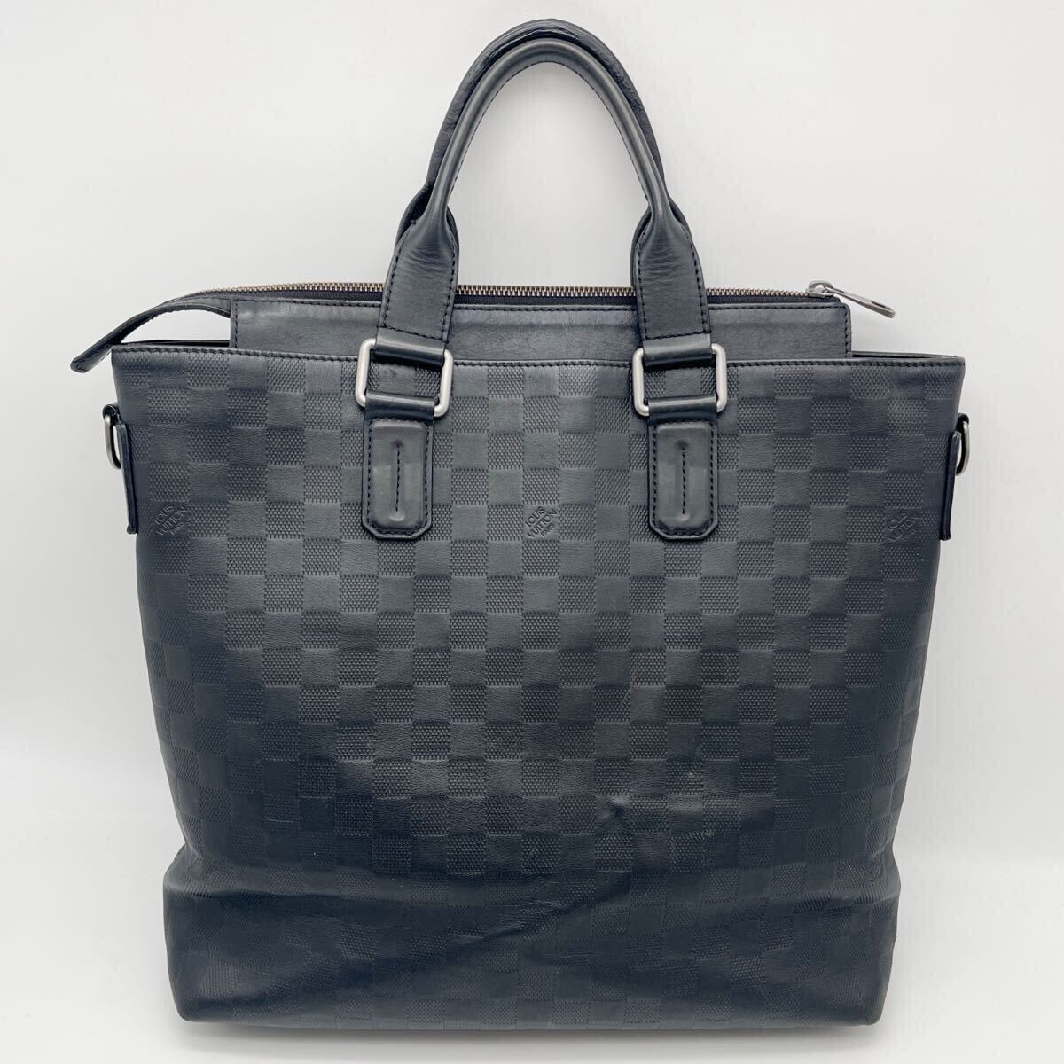 LOUIS VUITTON ルイヴィトン ダミエ アンフィニ デイリー トート N41561 黒 ブラック オニキス ハンドバッグ ビジネスバッグ A4 メンズ_画像9