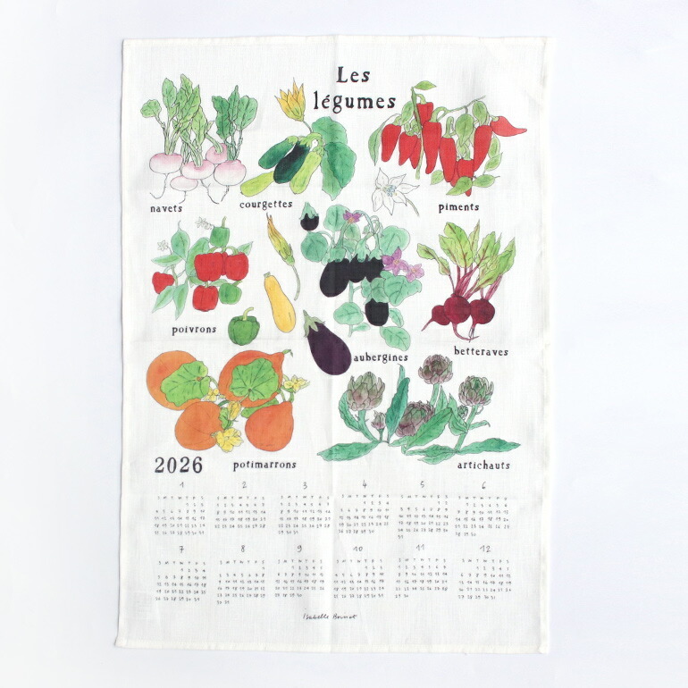 カレンダー 2026 クロス ファブリック 壁掛け リネン fog フォグ リネンカレンダー イザベル・ボワノ げんきできれいな野菜_画像1