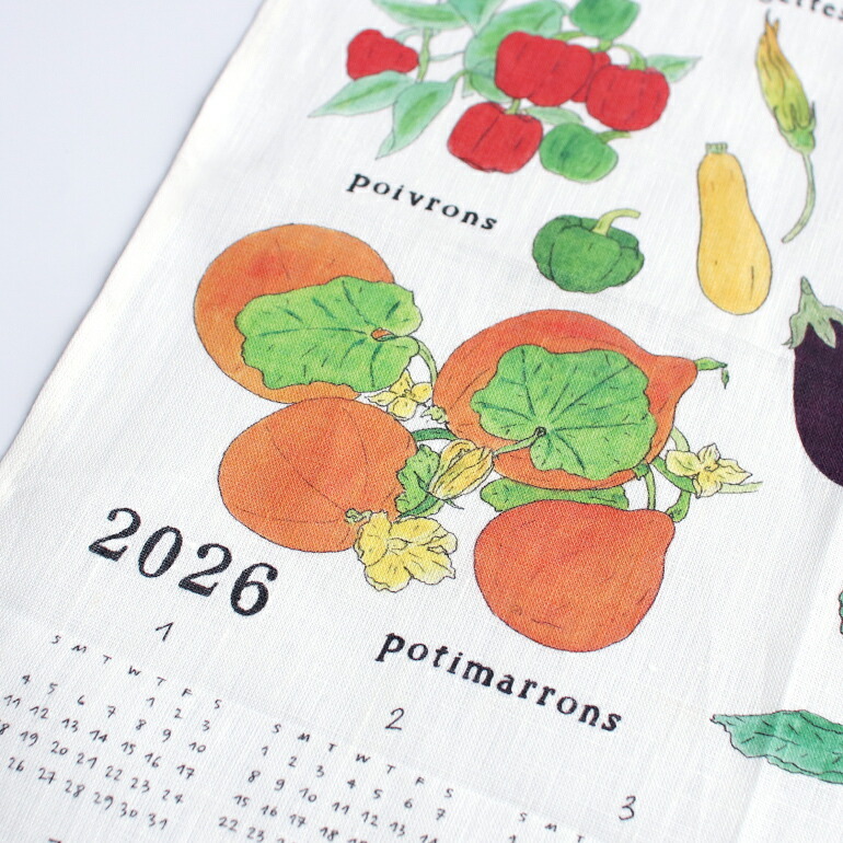 カレンダー 2026 クロス ファブリック 壁掛け リネン fog フォグ リネンカレンダー イザベル・ボワノ げんきできれいな野菜_画像4