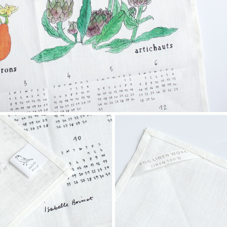 カレンダー 2026 クロス ファブリック 壁掛け リネン fog フォグ リネンカレンダー イザベル・ボワノ げんきできれいな野菜_画像5