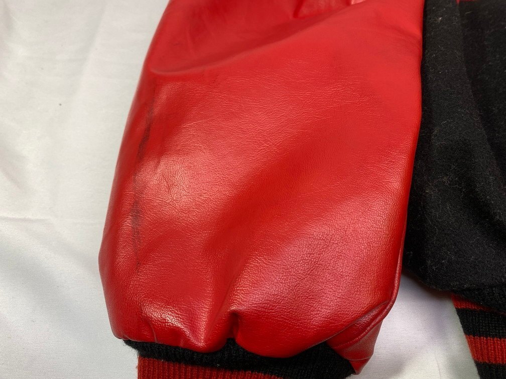 古着 balfour 袖切り替え スタジャン スタジアムジャンパー ブルゾン サイズ：XS カラー：レッド/ブラック_画像5