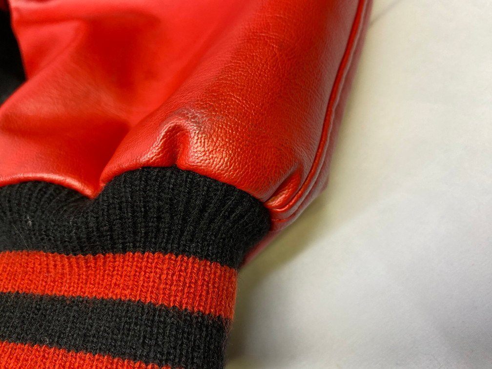 古着 balfour 袖切り替え スタジャン スタジアムジャンパー ブルゾン サイズ：XS カラー：レッド/ブラック_画像6