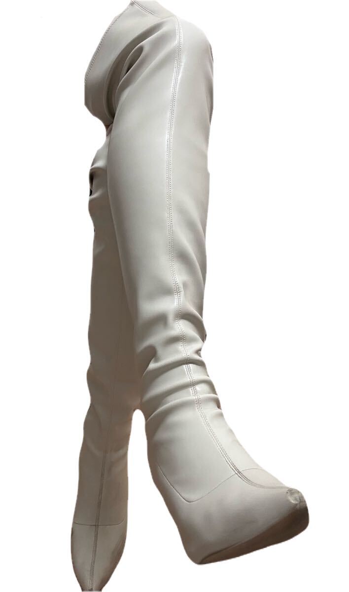 サイハイブーツ ニーハイブーツ ハイヒール ピンヒール コスプレ キャンギャル ホワイト 26cm_画像3