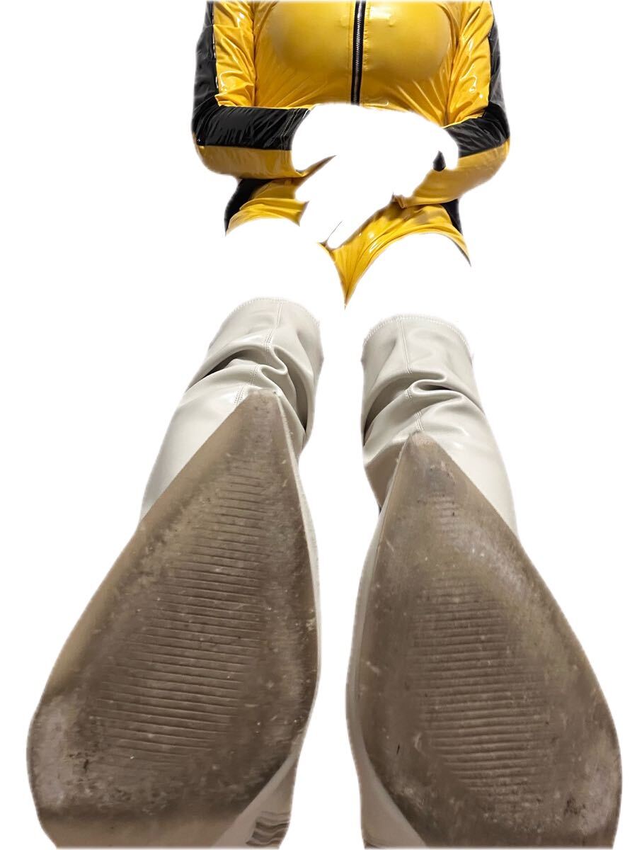 サイハイブーツ ニーハイブーツ ハイヒール ピンヒール コスプレ キャンギャル ホワイト 26cm_画像1