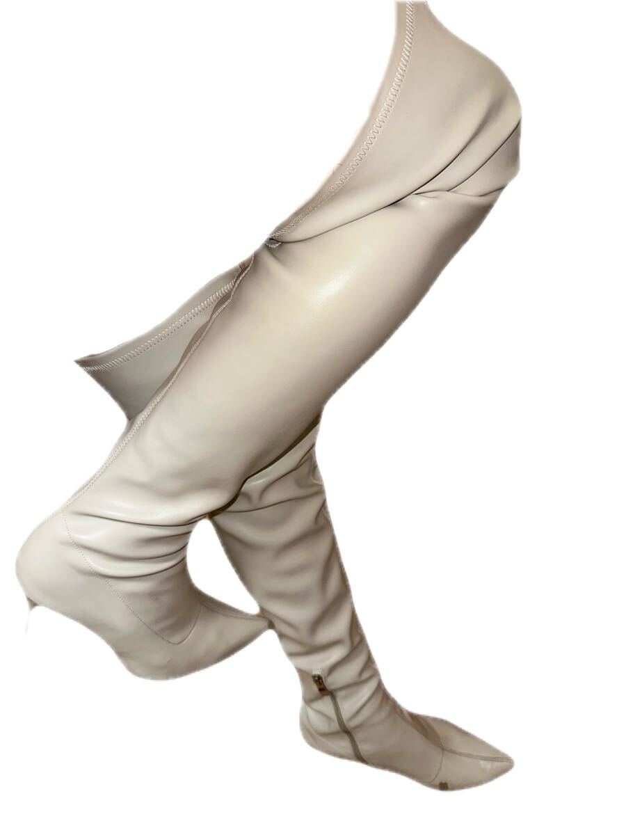 サイハイブーツ ニーハイブーツ ハイヒール ピンヒール コスプレ キャンギャル ホワイト 26cm_画像5