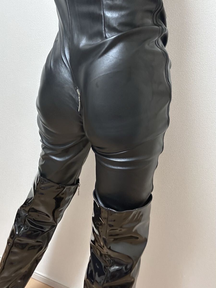 エナメル PVC ニーハイブーツ サイハイブーツ ハイヒール ピンヒール コスプレ ボンテージ 女王様 26cm_画像1