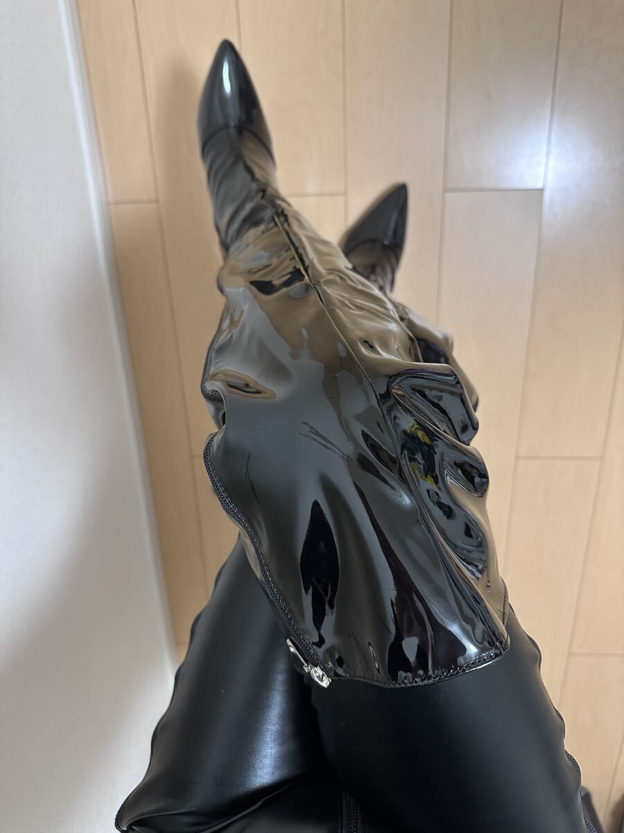 エナメル PVC ニーハイブーツ サイハイブーツ ハイヒール ピンヒール コスプレ ボンテージ 女王様 26cm_画像3