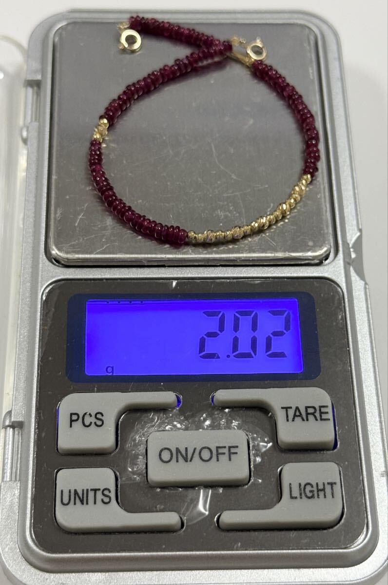 K18デザインブレスレット　天然ルビー　18金ミラーボール　カラーストーン_画像3