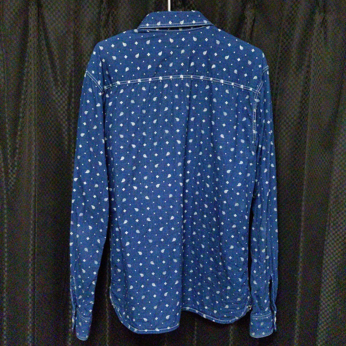 THE FLAT HEAD Flat Head peiz Lee рубашка work shirt .. кошка глаз кнопка размер 40 индиго рубашка с длинным рукавом 