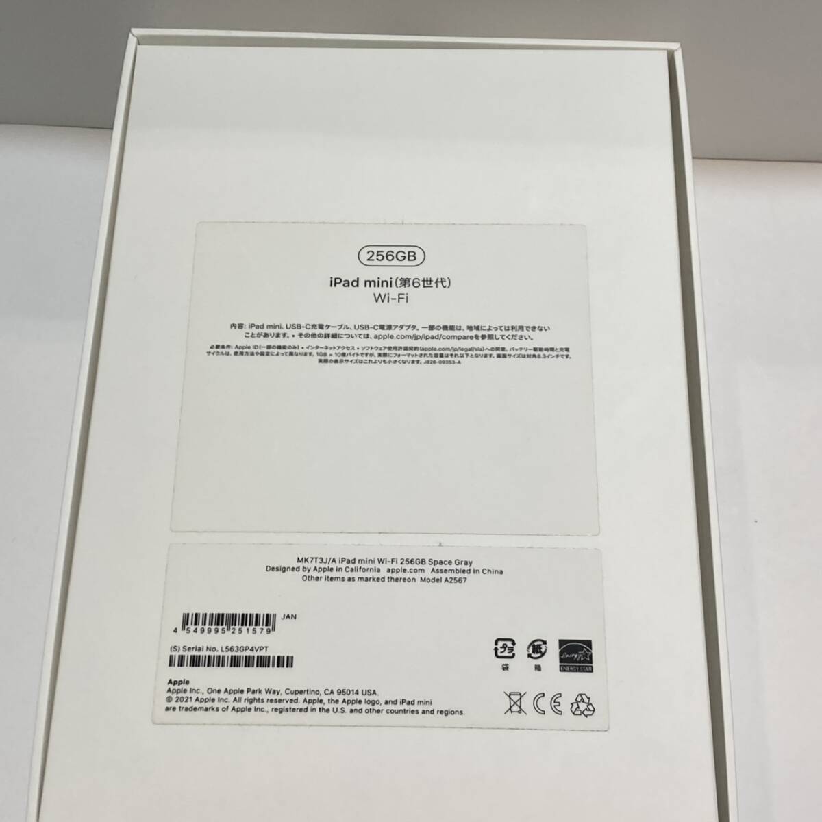 中古美品 iPad mini 6 256GB スペースグレイ Wi-Fiモデル MK7T3J/A　A2567　初期付属品 即決あり★即日発送可能★送料無料★GP4V_画像8