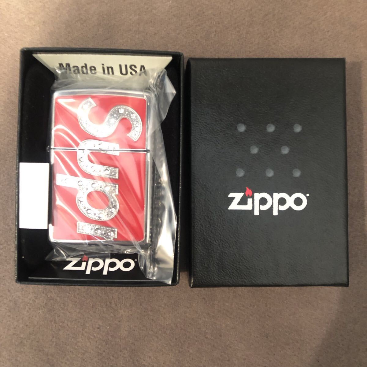 SUPREME 20AW Swarovski Zippo RED / FREE_画像1
