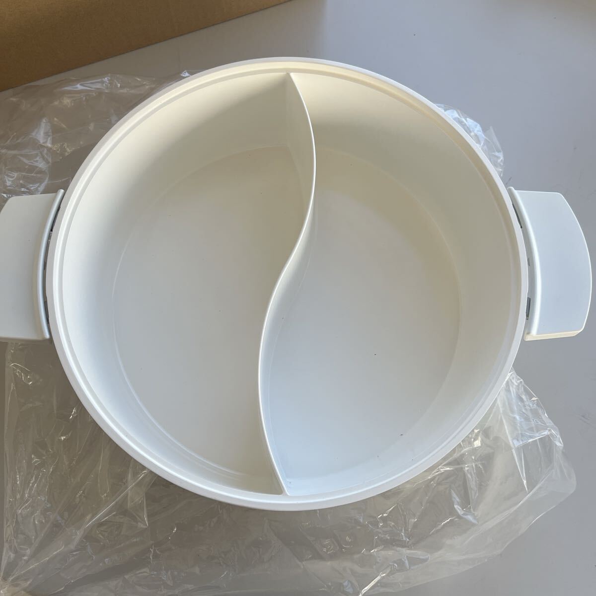 火鍋 二食鍋／30cm／ガス火／IH／2～4人用 ホワイト 両手鍋_画像2