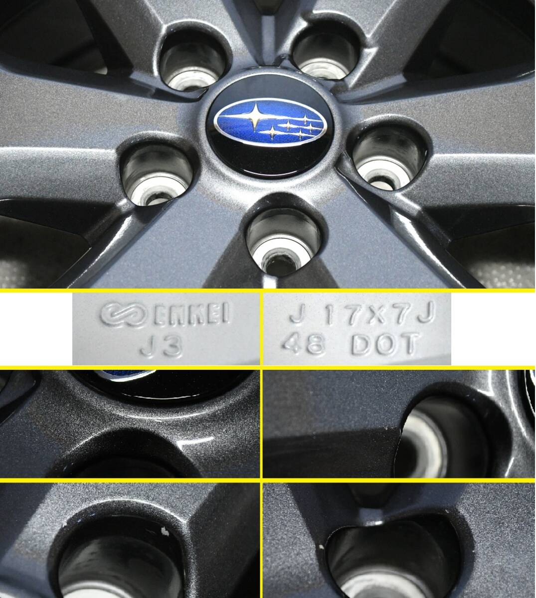 美品 スバル SK フォレスター X-BREAK 純正 エンケイ製 17インチ 7J 5H-114.3 +48 ガンメタリック 4本_画像7