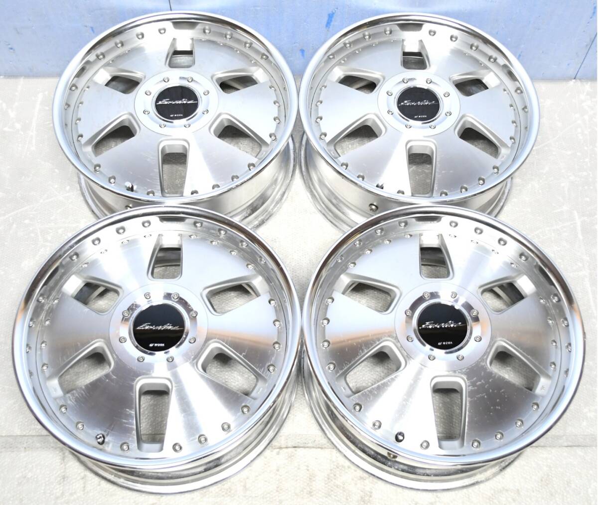 希少！ WORK ユーロライン N 17インチ 7JJ 4H/5H-114.3 +35 当時物 4本 EUROLINE_画像1