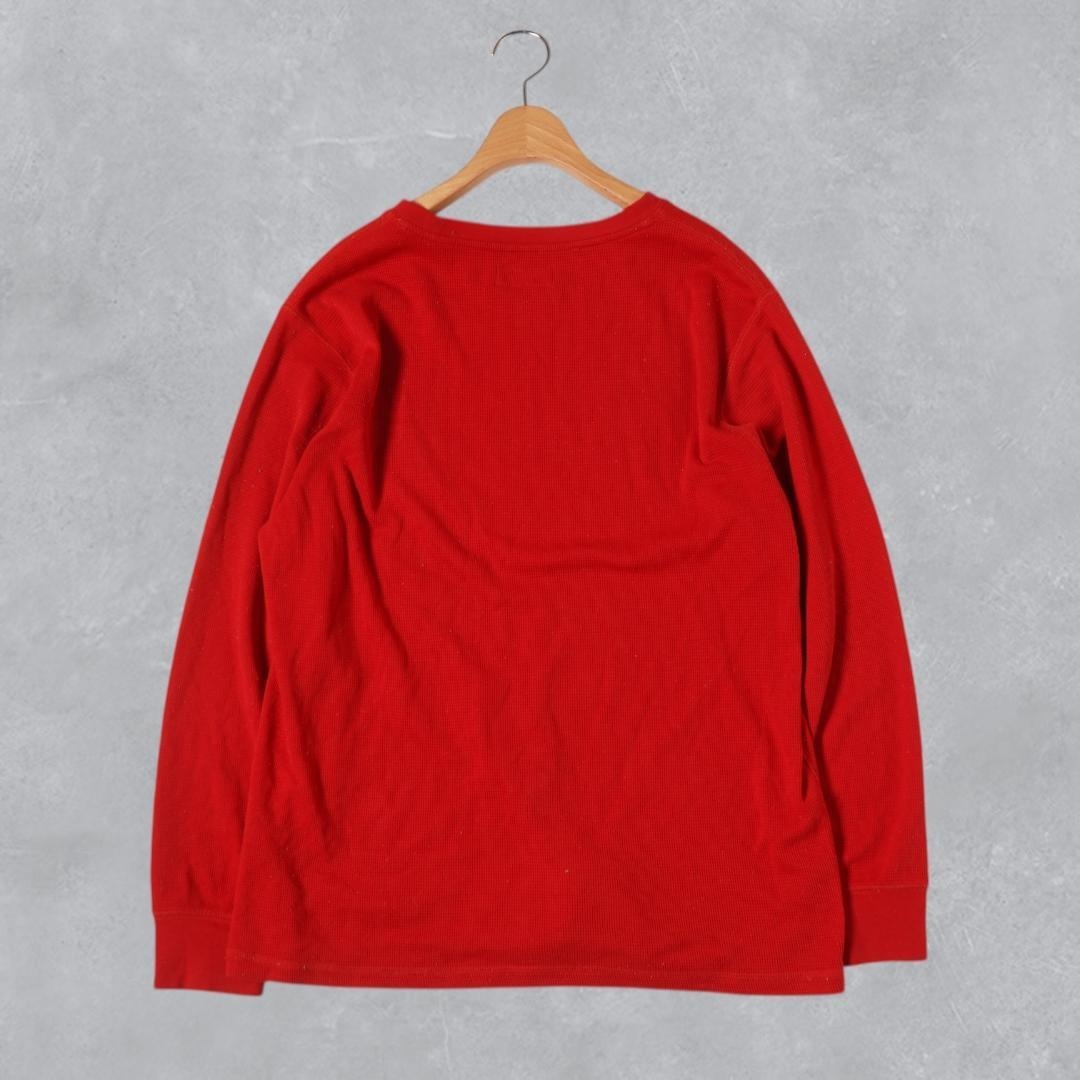 YJ247ね@ 1スタ RALPH LAUREN 90s ラルフローレン ポロベア サーマルロンT L 長袖　赤 レッド メンズL_画像2