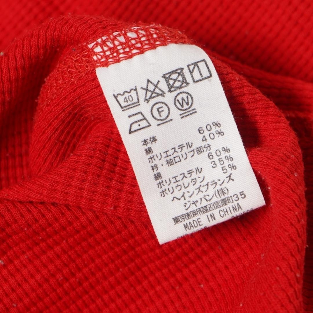 YJ247ね@ 1スタ RALPH LAUREN 90s ラルフローレン ポロベア サーマルロンT L 長袖　赤 レッド メンズL_画像3