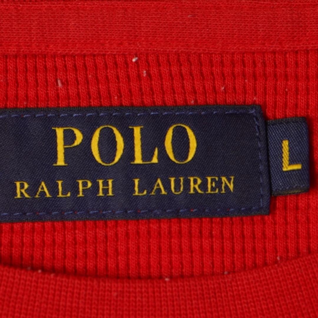 YJ247ね@ 1スタ RALPH LAUREN 90s ラルフローレン ポロベア サーマルロンT L 長袖　赤 レッド メンズL_画像4