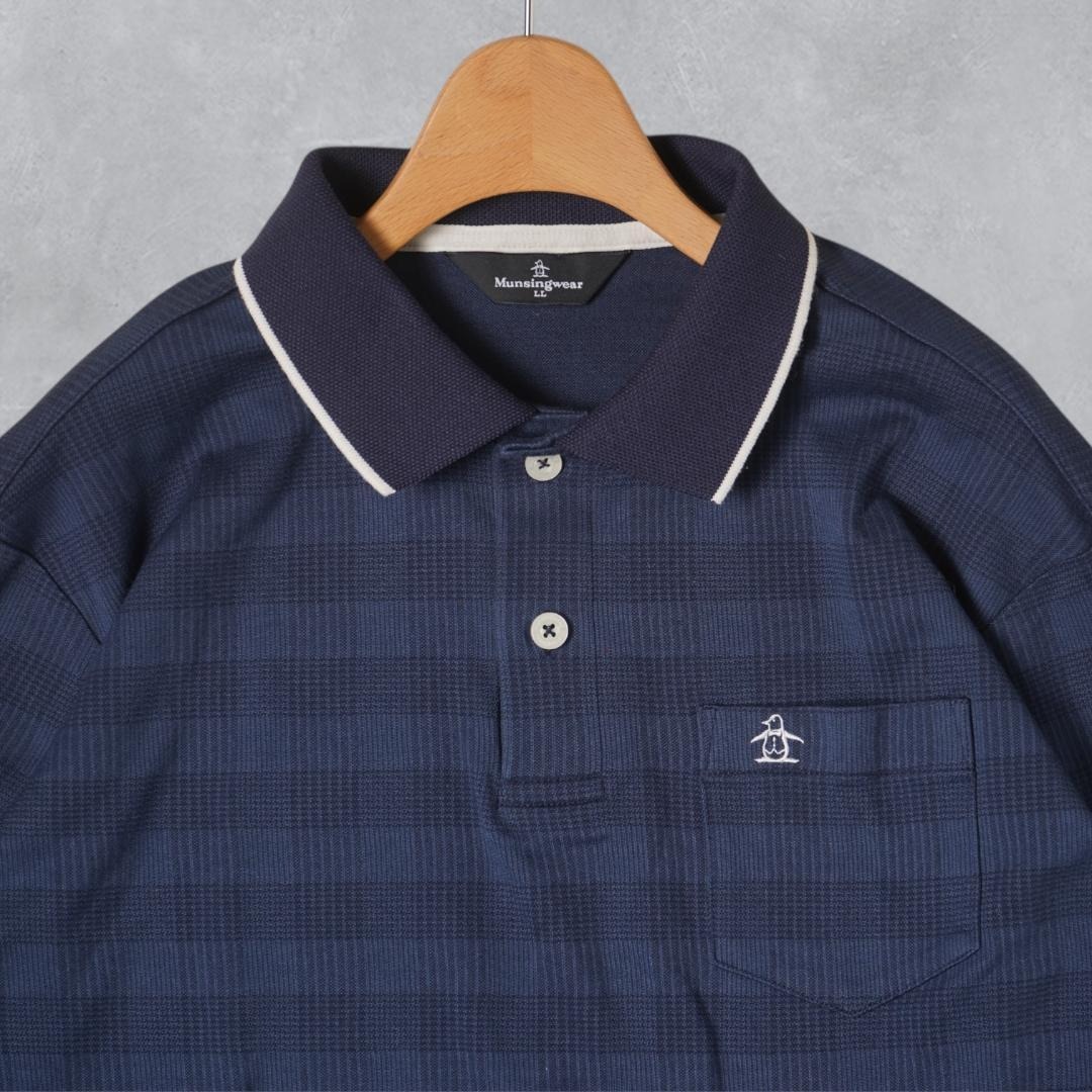 YJ234ね@ Munsingwear ゴルフ ポロシャツ チェック LL マンシングウェア 長袖 秋冬 ポロシャツ ゴルフウェア_画像7