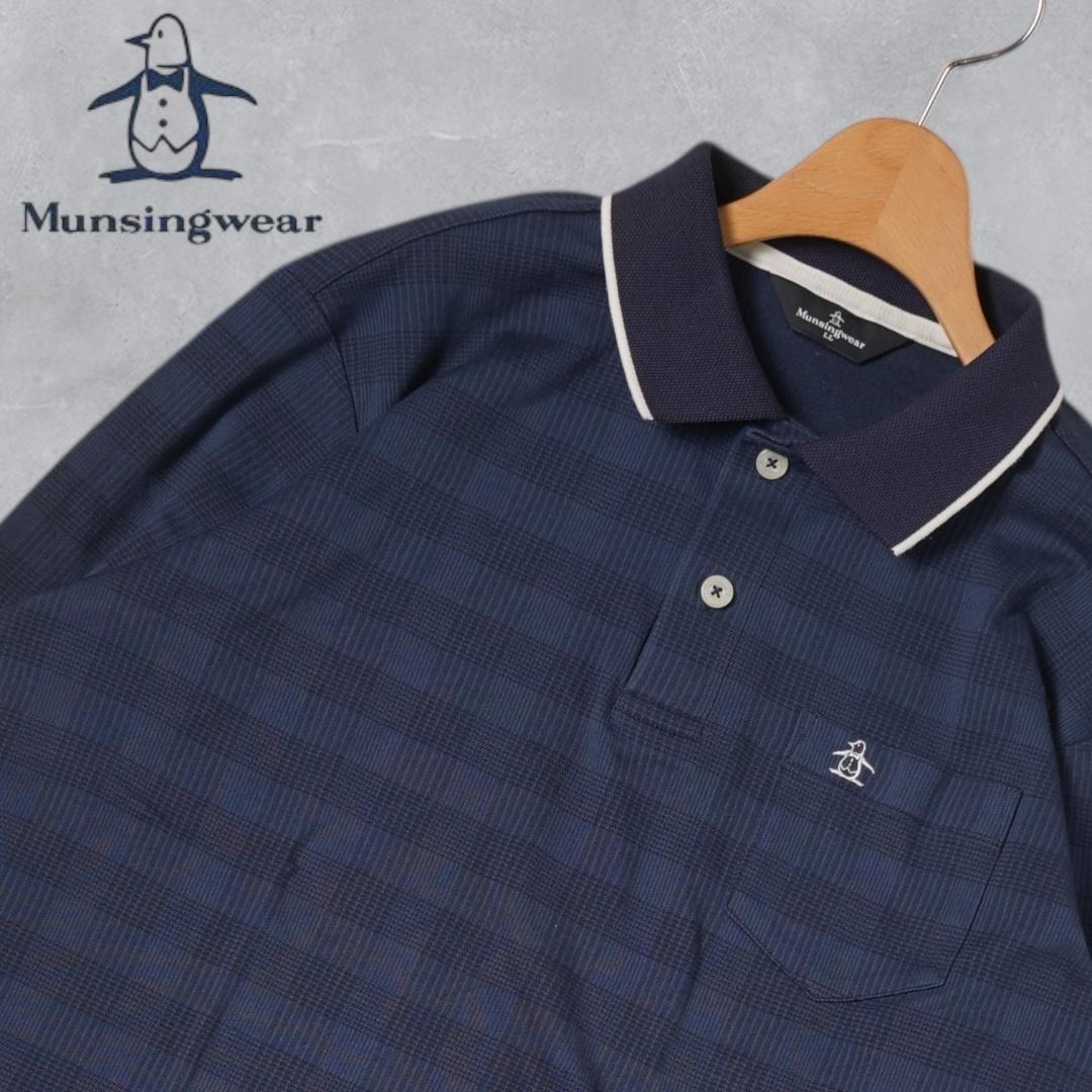 YJ234ね@ Munsingwear ゴルフ ポロシャツ チェック LL マンシングウェア 長袖 秋冬 ポロシャツ ゴルフウェア_画像1