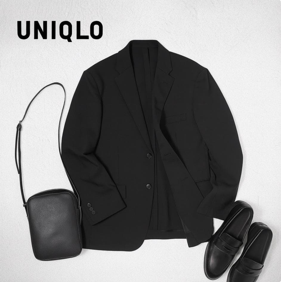 J192ね＠ 1スタ ユニクロ メンズ おしゃれ 感動ジャケット M ブラック 黒 UNIQLO 名作_画像1