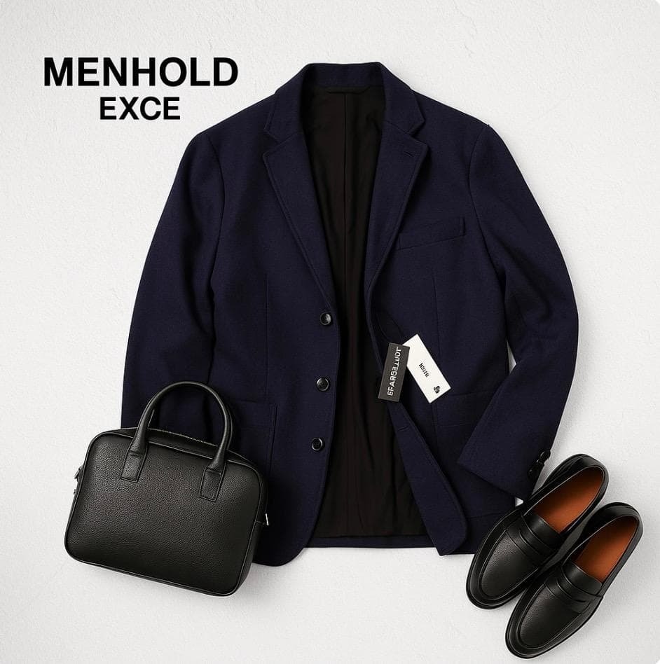 J91ね＠ 1スタ MENHOLD EXCE メンズ 上品 おしゃれ テーラードジャケット M ネイビー _画像1