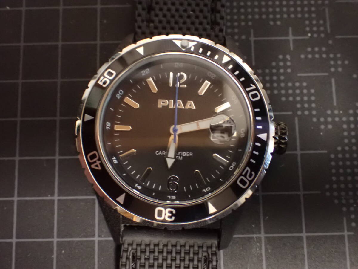PIAA 腕時計 クオーツ 200m防水 カーボンファイバー PWT001 BK_画像1