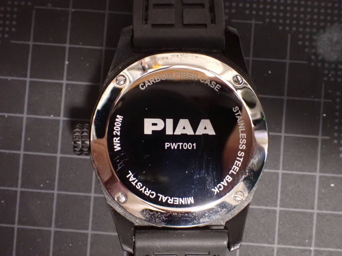 PIAA 腕時計 クオーツ 200m防水 カーボンファイバー PWT001 BK_画像3