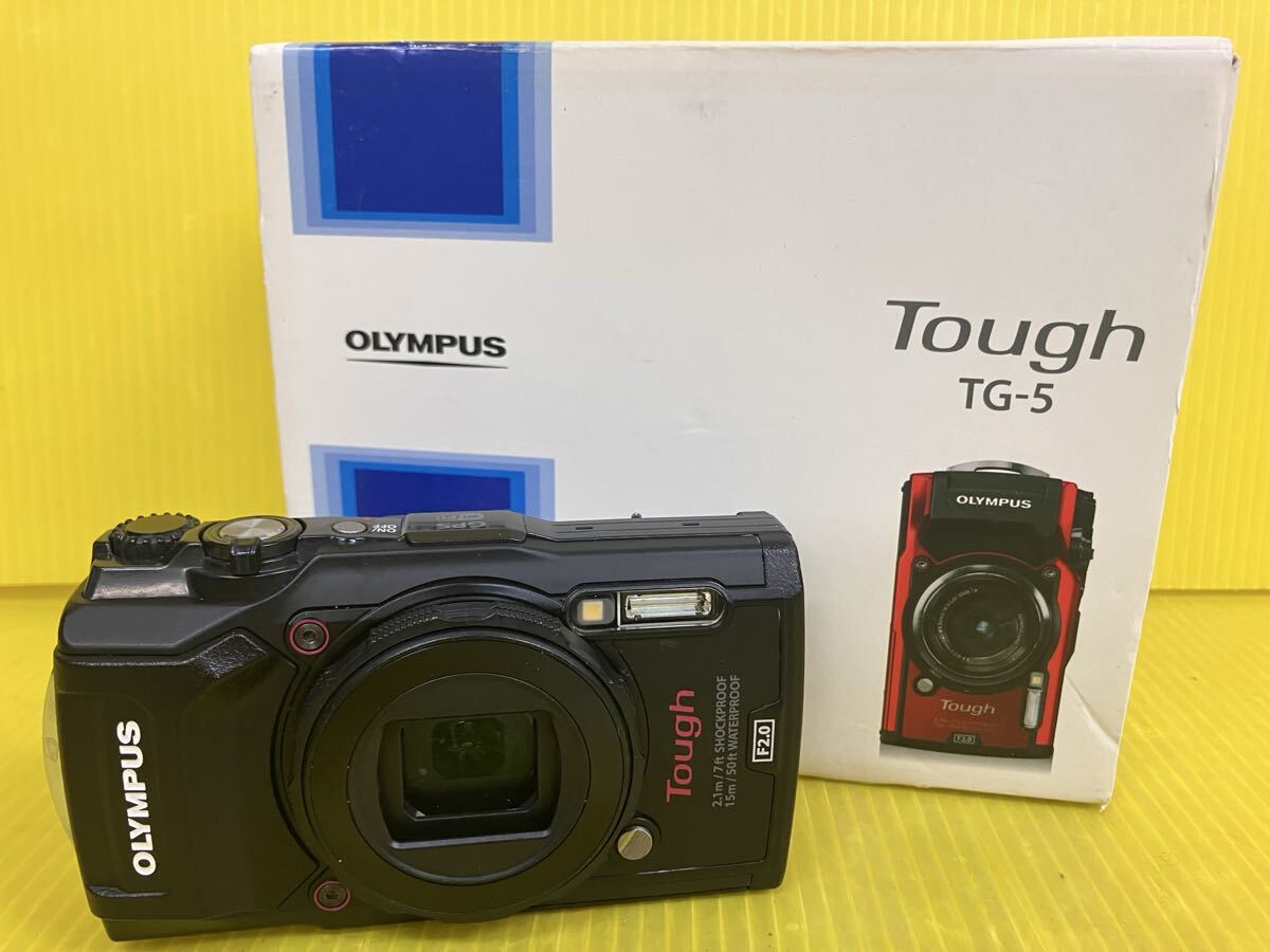 WYA105 OLYMPUS Tough TG-5 4.5-18.0mm 1:2.0-4.9 オリンパス コンパクトデジタルカメラ デジカメ シリコンケース付属 中古品_画像1